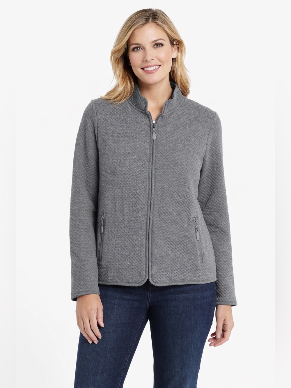 Talbots Quilted Grey Jacket Size M